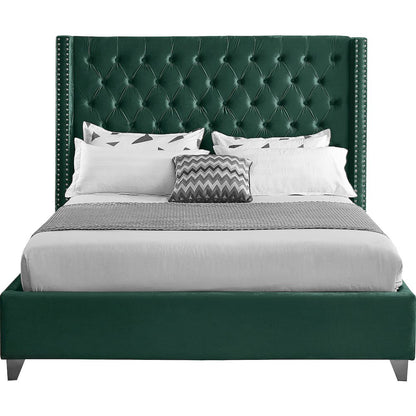 Aiden Green Velvet King Bed