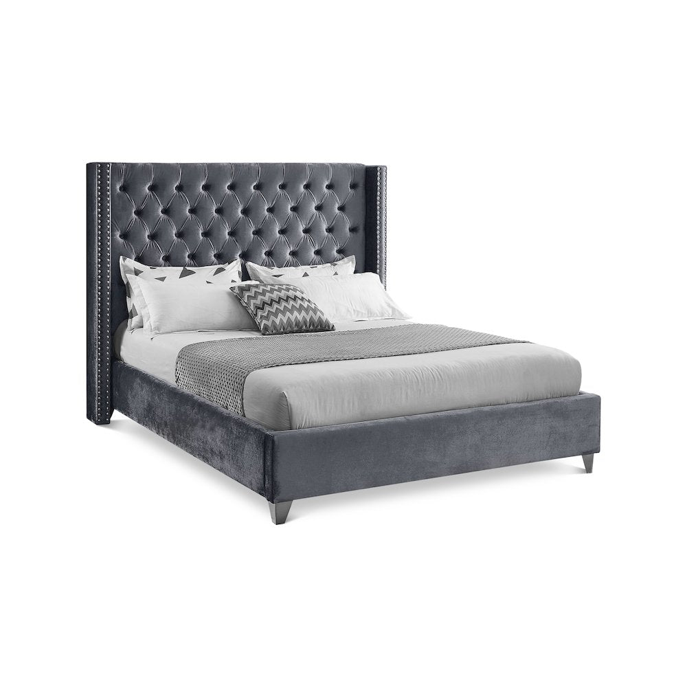 Aiden Grey Velvet Full Bed