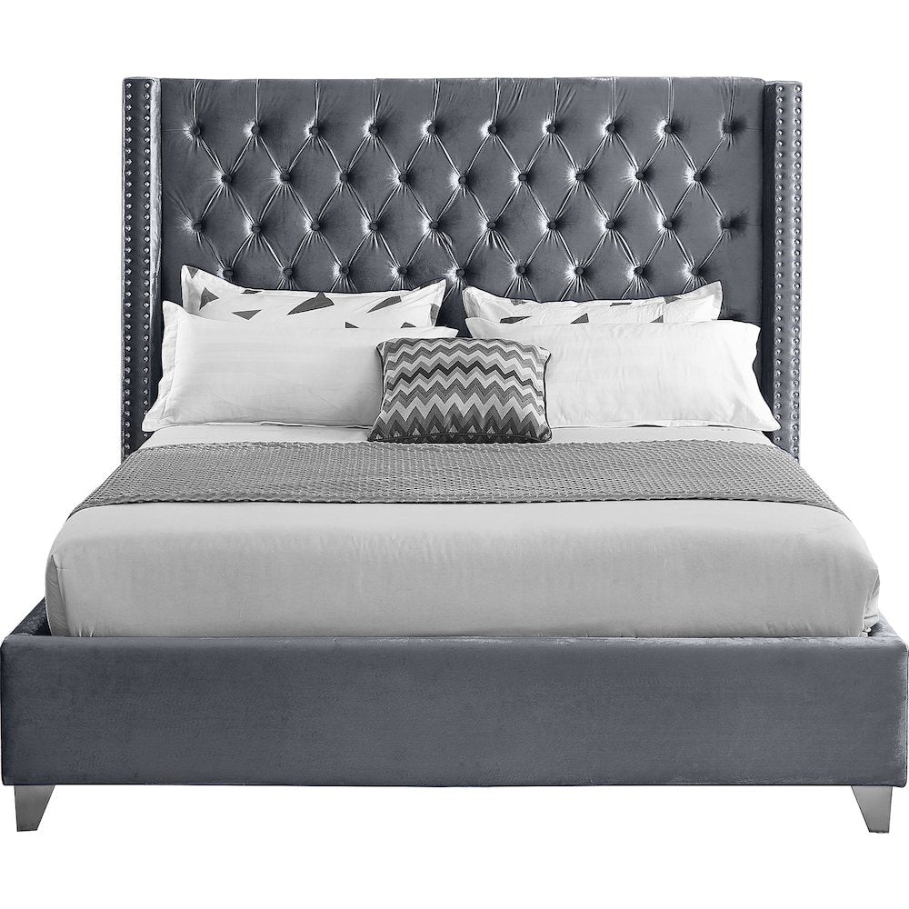 Aiden Grey Velvet Full Bed