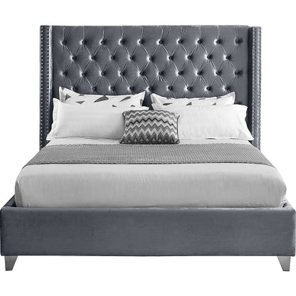 Aiden Grey Velvet Full Bed