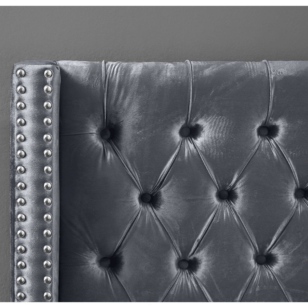 Aiden Grey Velvet Full Bed