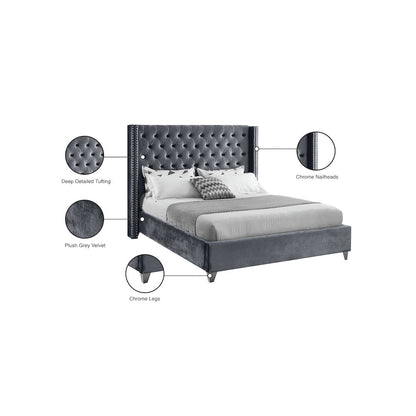 Aiden Grey Velvet King Bed