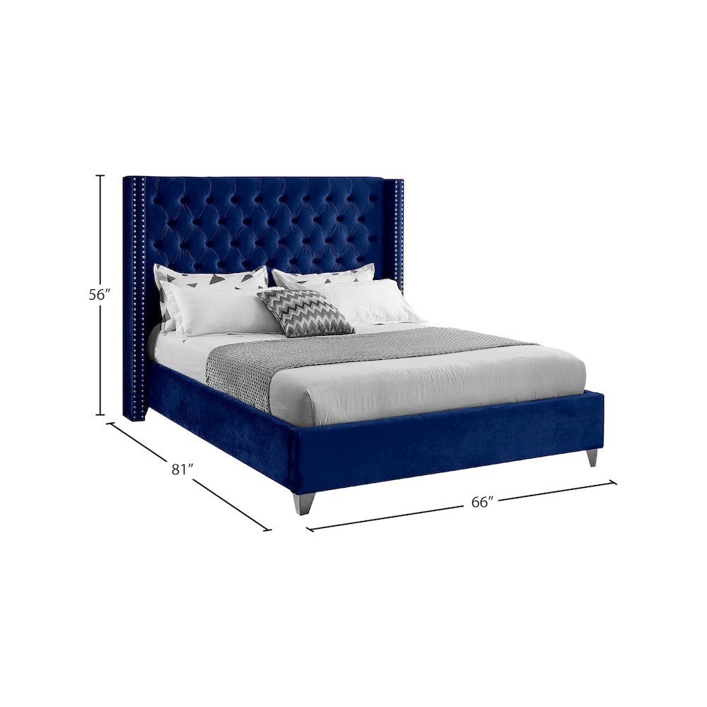 Aiden Navy Velvet Full Bed