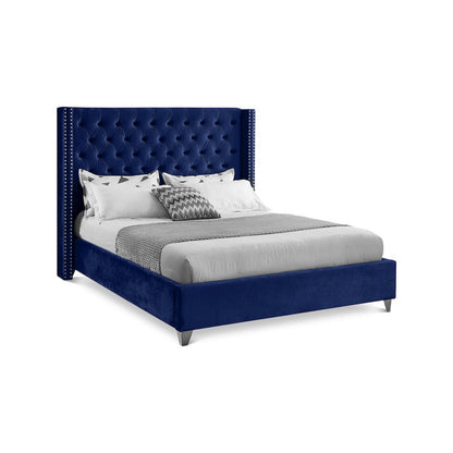 Aiden Navy Velvet Full Bed