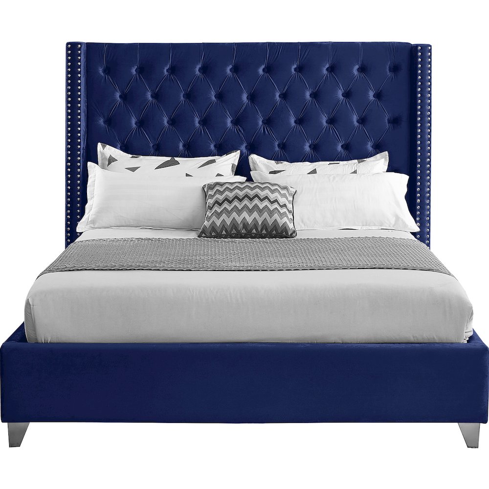 Aiden Navy Velvet Full Bed