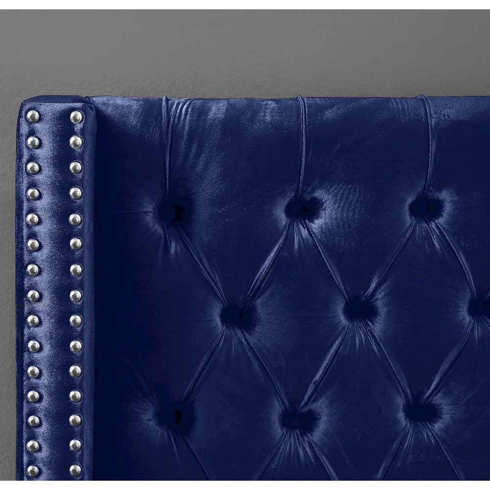 Aiden Navy Velvet King Bed