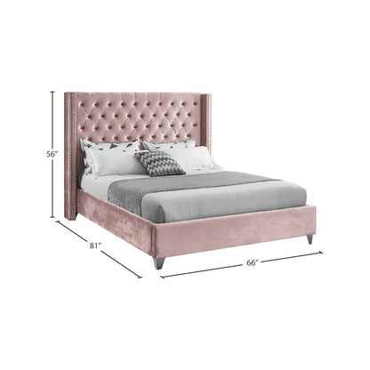 Aiden Pink Velvet Full Bed