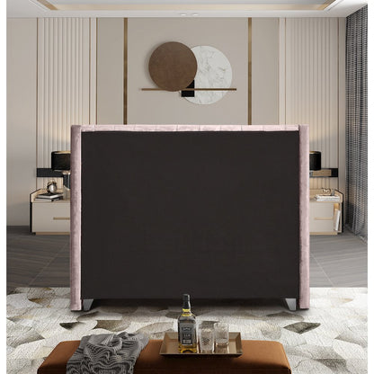 Aiden Pink Velvet Full Bed
