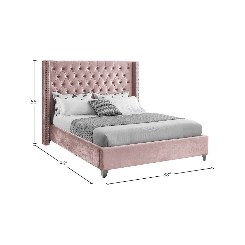 Aiden Pink Velvet King Bed