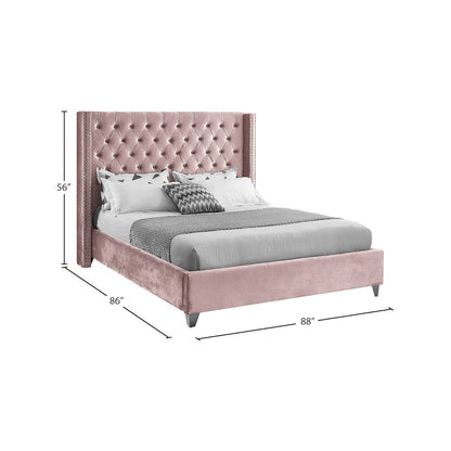Aiden Pink Velvet King Bed