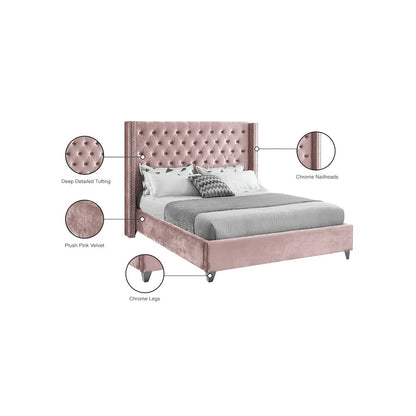 Aiden Pink Velvet King Bed