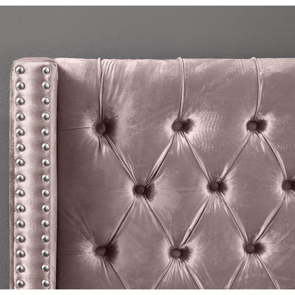 Aiden Pink Velvet Twin Bed