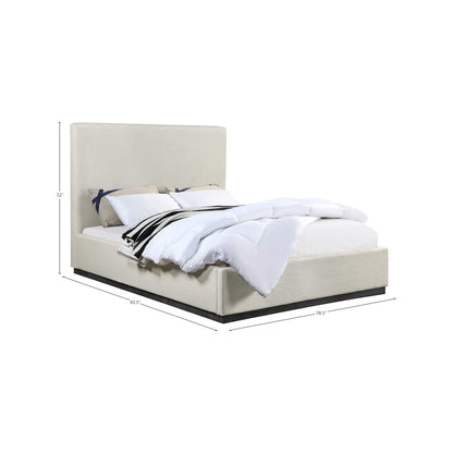 Alfie Beige Linen Textured Fabric Full Bed