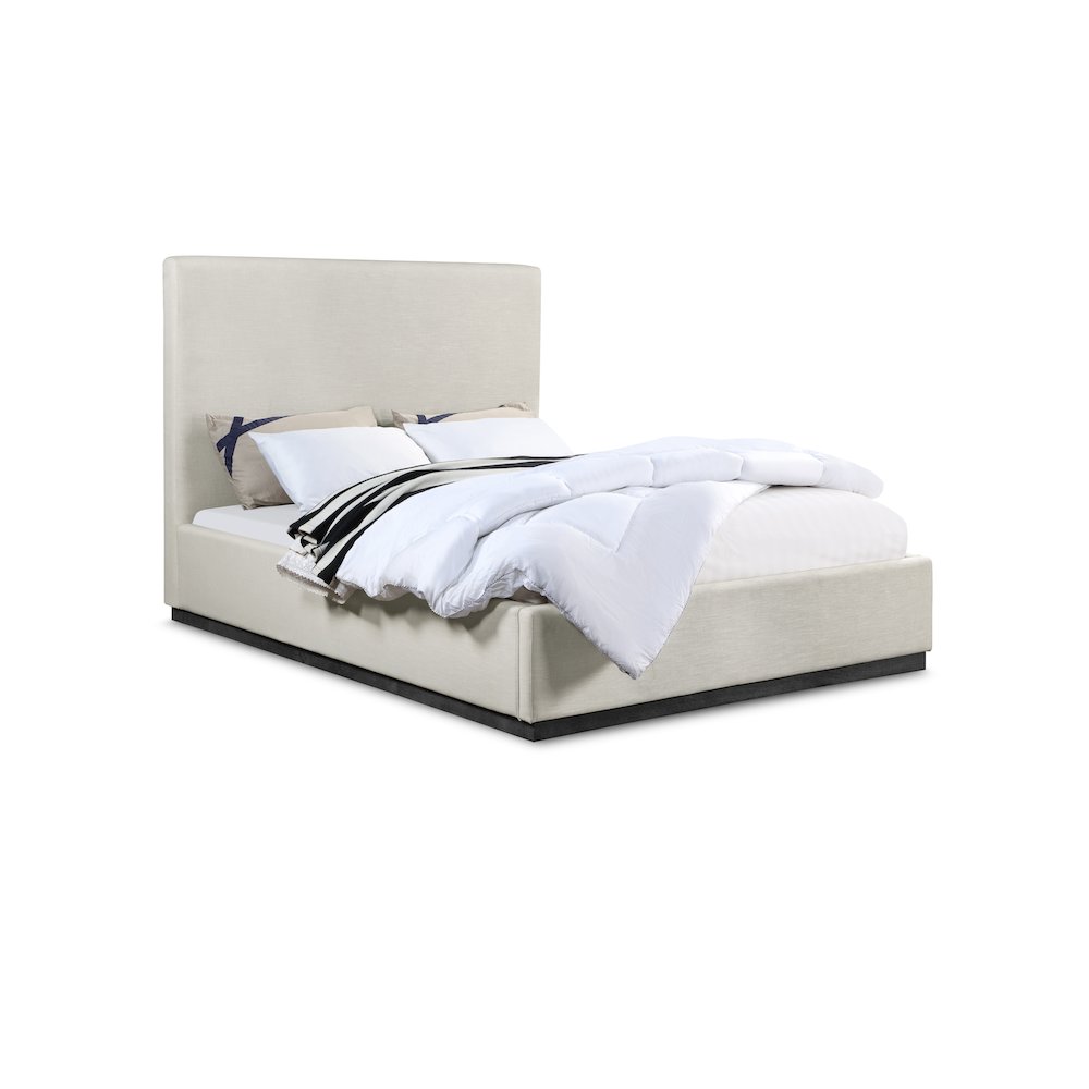 Alfie Beige Linen Textured Fabric Full Bed