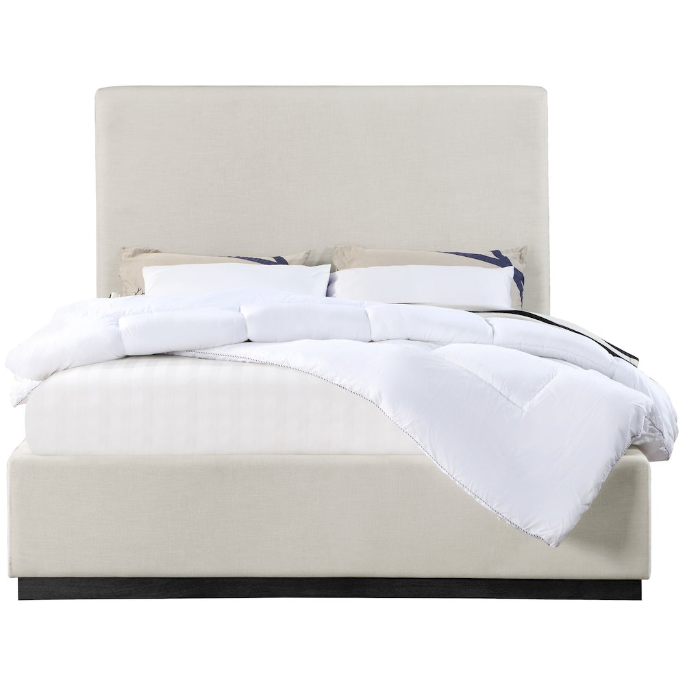 Alfie Beige Linen Textured Fabric Full Bed