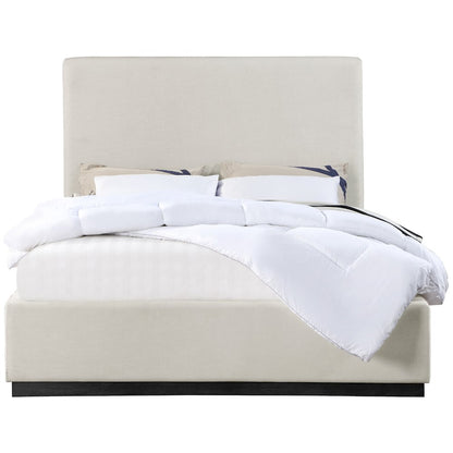 Alfie Beige Linen Textured Fabric Full Bed