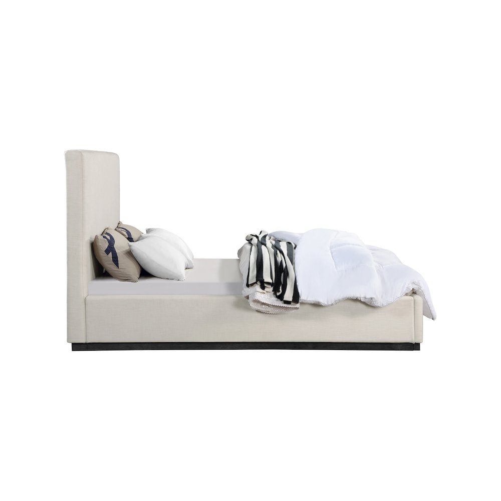 Alfie Beige Linen Textured Fabric Full Bed