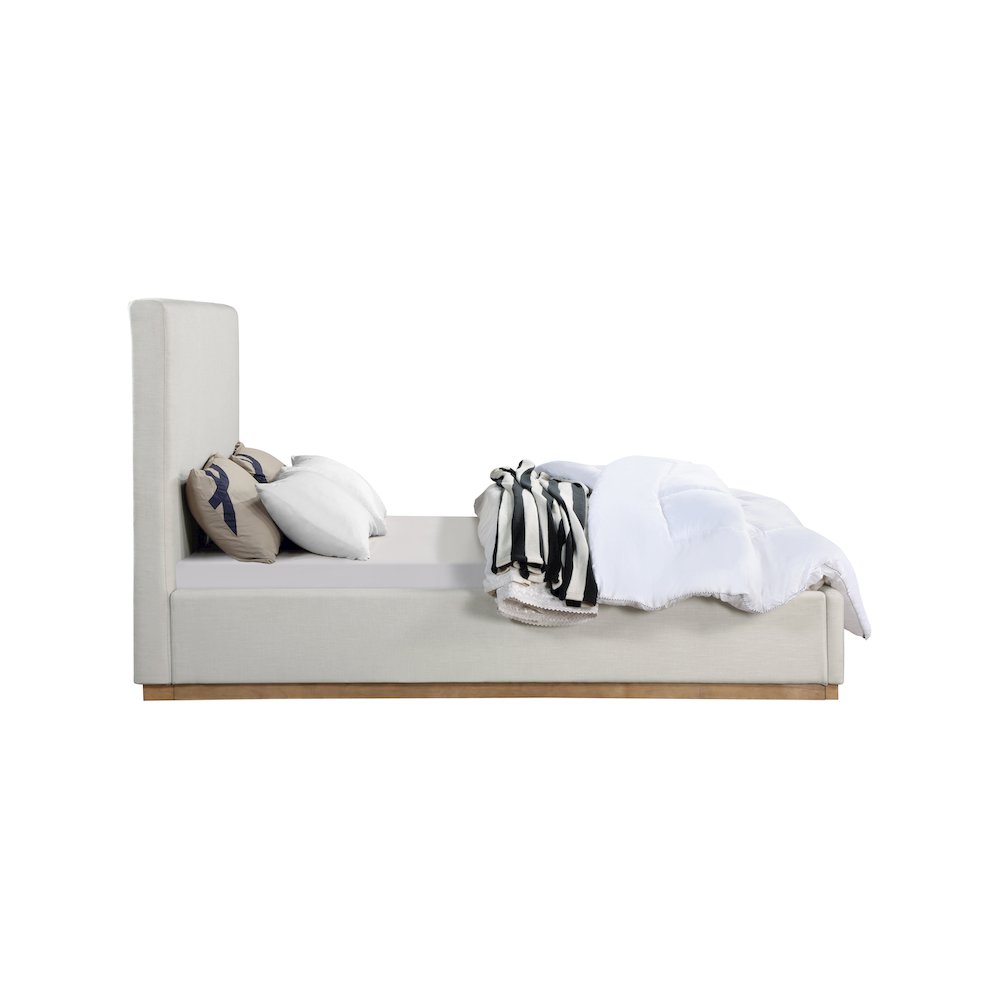 Alfie Cream Linen Textured Fabric King Bed