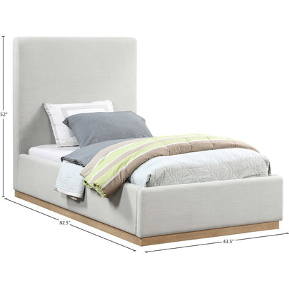 Alfie Cream Linen Textured Fabric Twin Bed