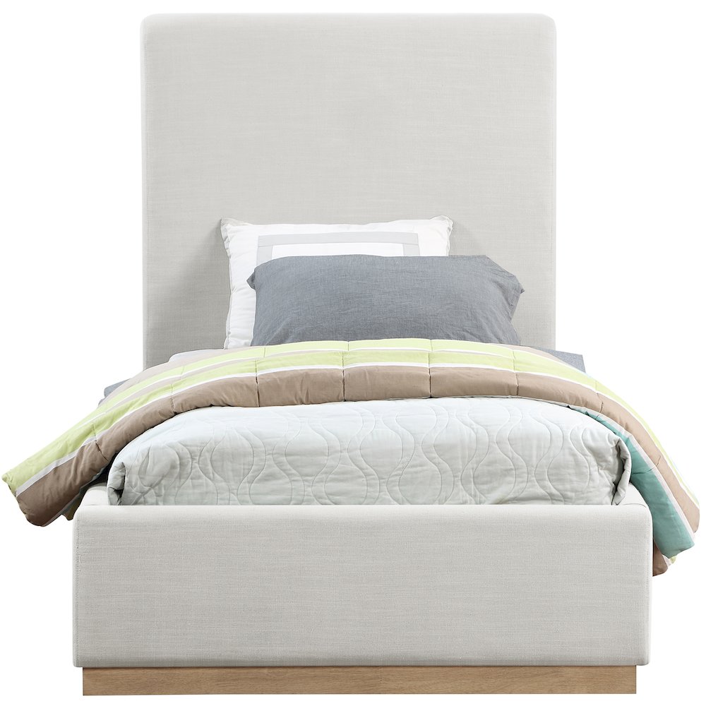 Alfie Cream Linen Textured Fabric Twin Bed