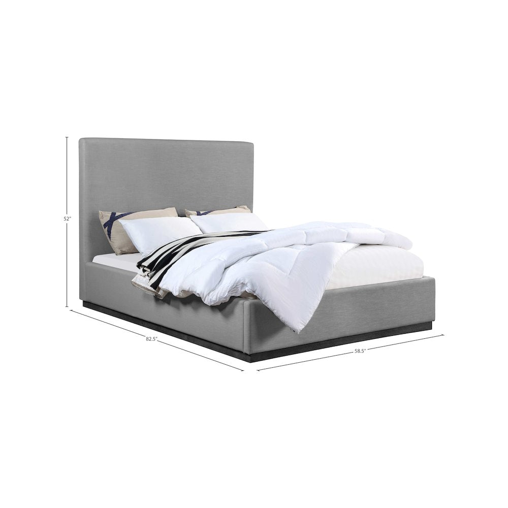 Alfie Grey Linen Textured Fabric Full Bed