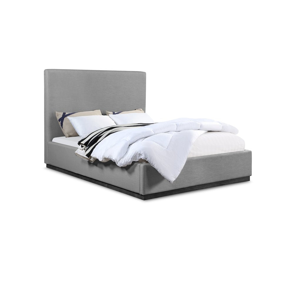 Alfie Grey Linen Textured Fabric Full Bed