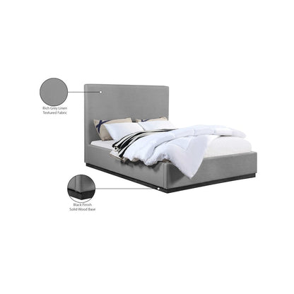 Alfie Grey Linen Textured Fabric King Bed