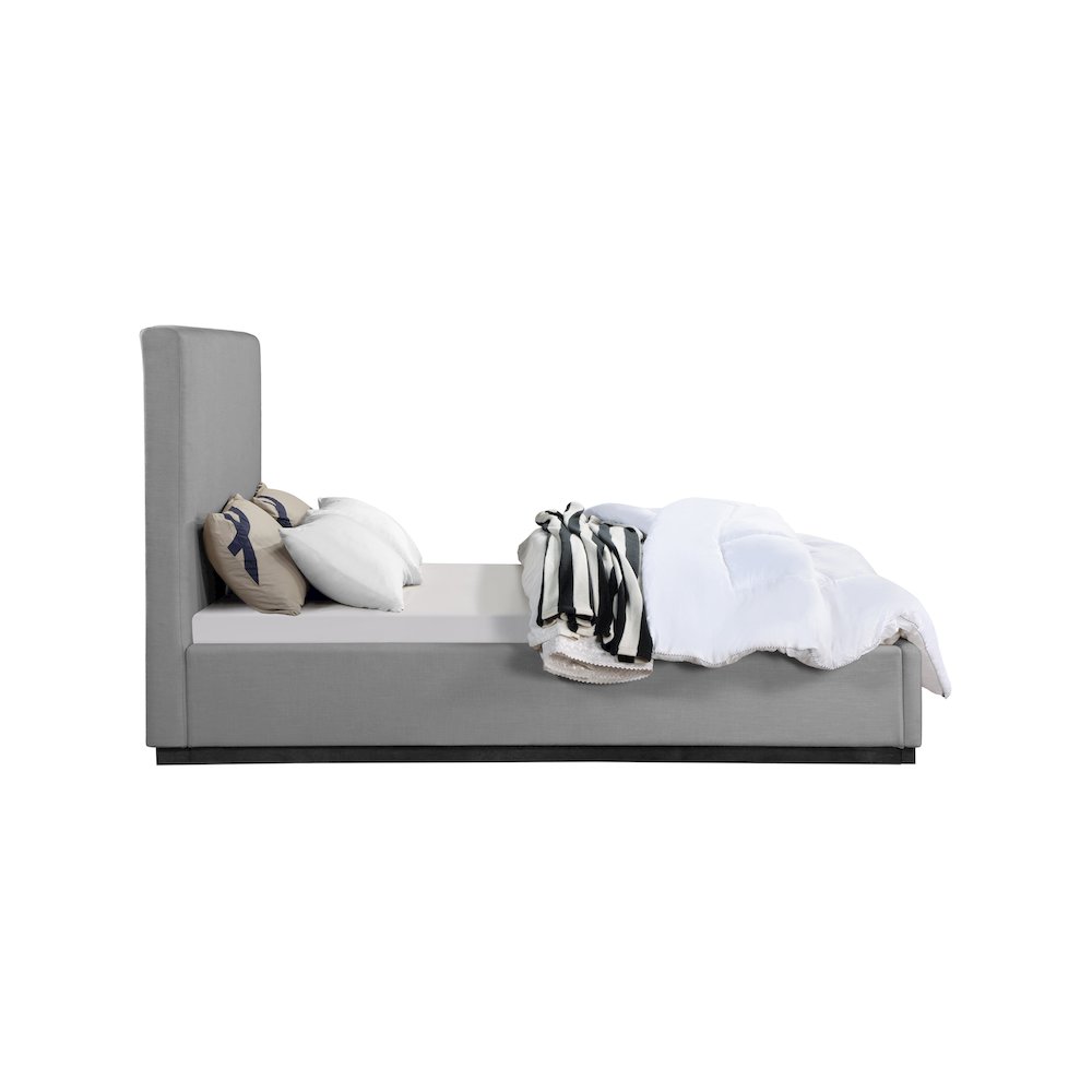 Alfie Grey Linen Textured Fabric King Bed