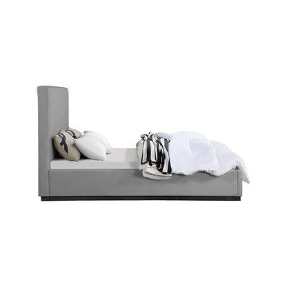 Alfie Grey Linen Textured Fabric King Bed