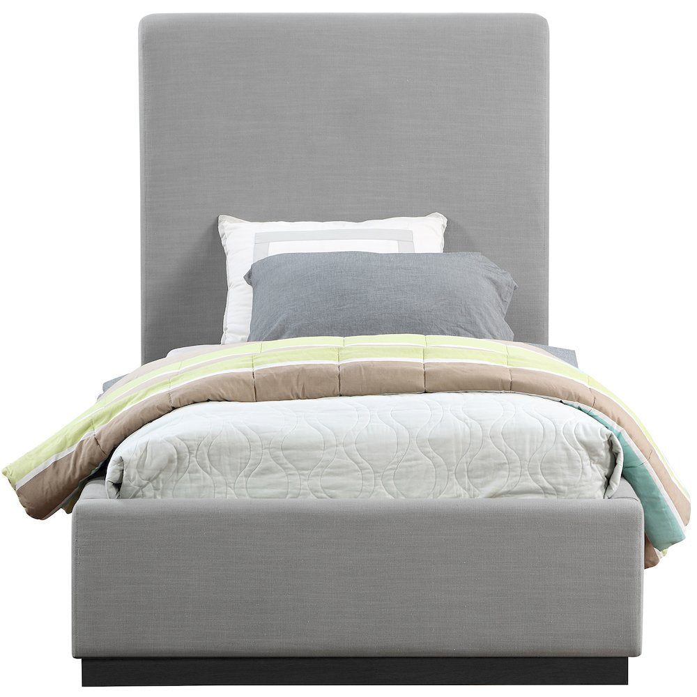 Alfie Grey Linen Textured Fabric Twin Bed