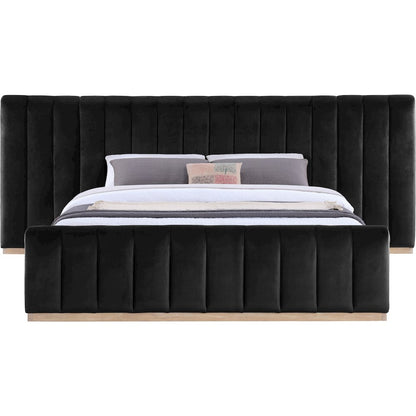 Amara Black Velvet Upholstered King Bed