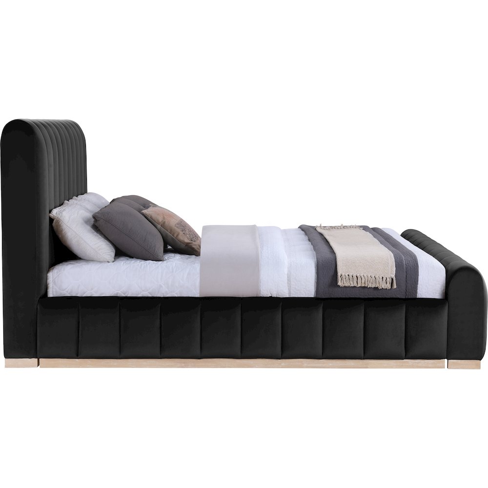 Amara Black Velvet Upholstered King Bed