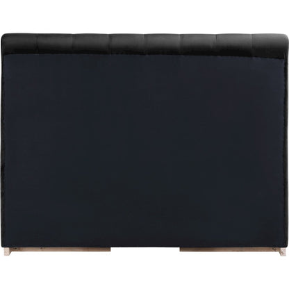 Amara Black Velvet Upholstered Queen Bed
