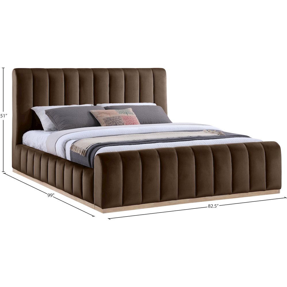 Amara Brown Velvet Upholstered King Bed