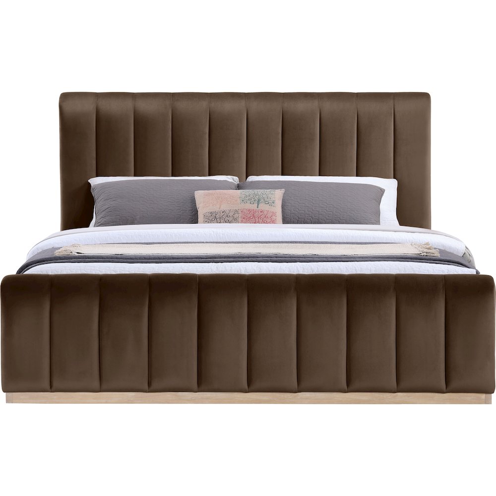 Amara Brown Velvet Upholstered King Bed