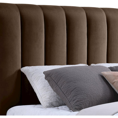 Amara Brown Velvet Upholstered King Bed