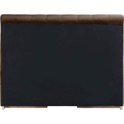 Amara Brown Velvet Upholstered Queen Bed