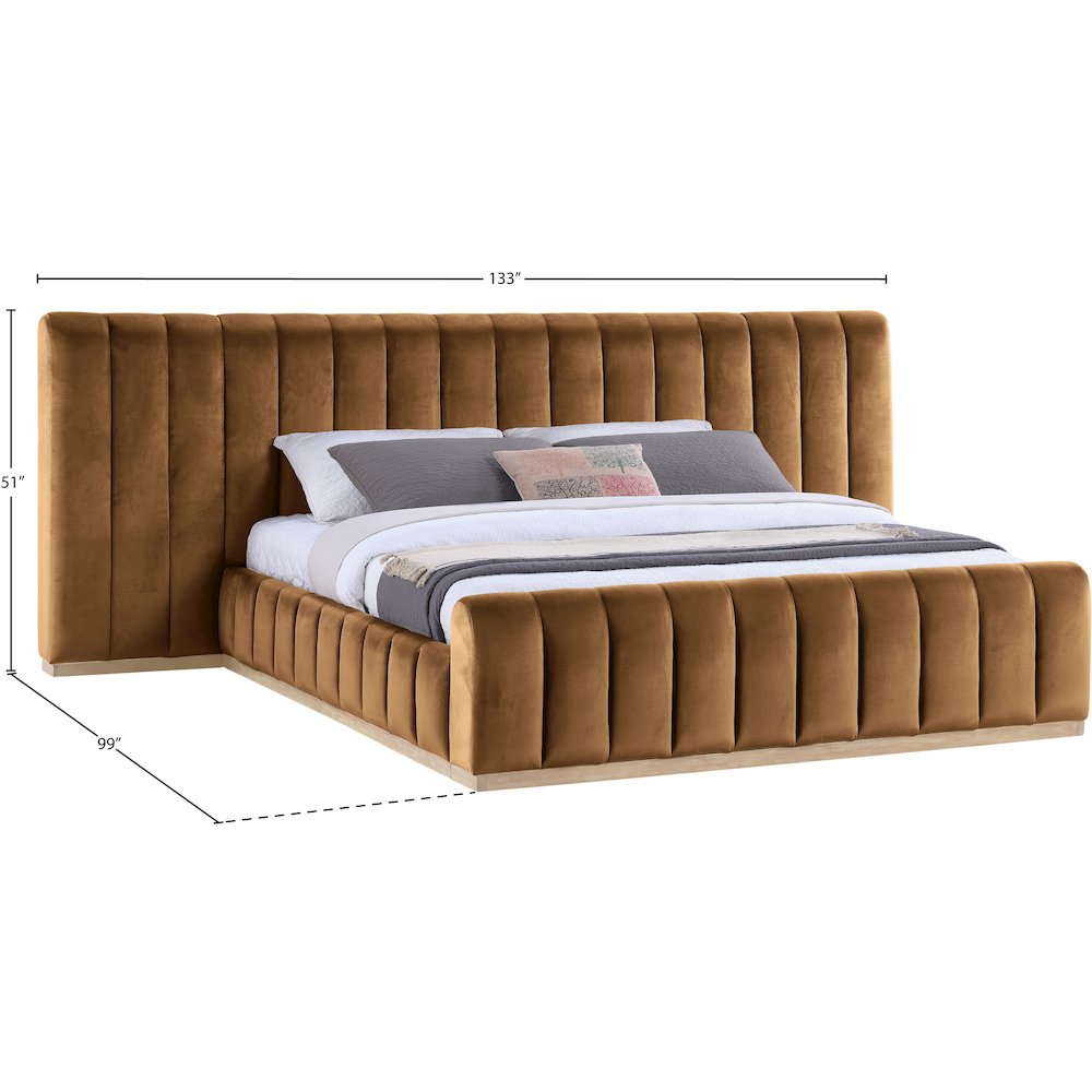 Amara Saddle Velvet Upholstered King Bed