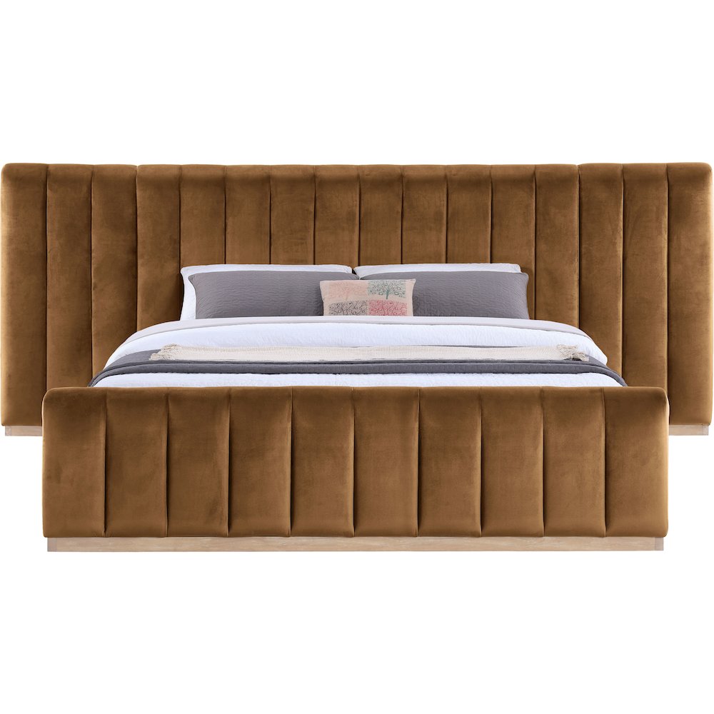 Amara Saddle Velvet Upholstered King Bed