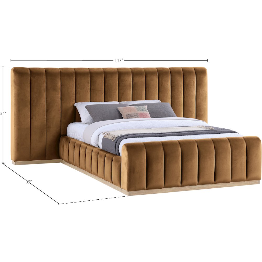 Amara Saddle Velvet Upholstered Queen Bed