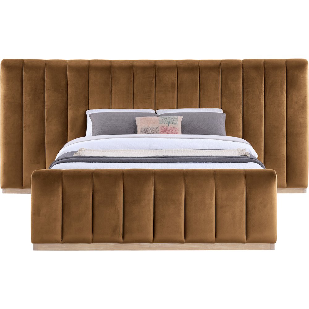 Amara Saddle Velvet Upholstered Queen Bed