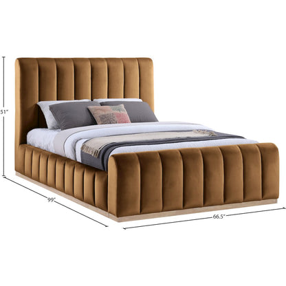 Amara Saddle Velvet Upholstered Queen Bed