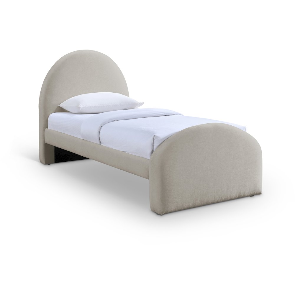 Andaz Beige Chenille Fabric Upholstered Twin Bed