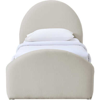 Andaz Beige Chenille Fabric Upholstered Twin Bed