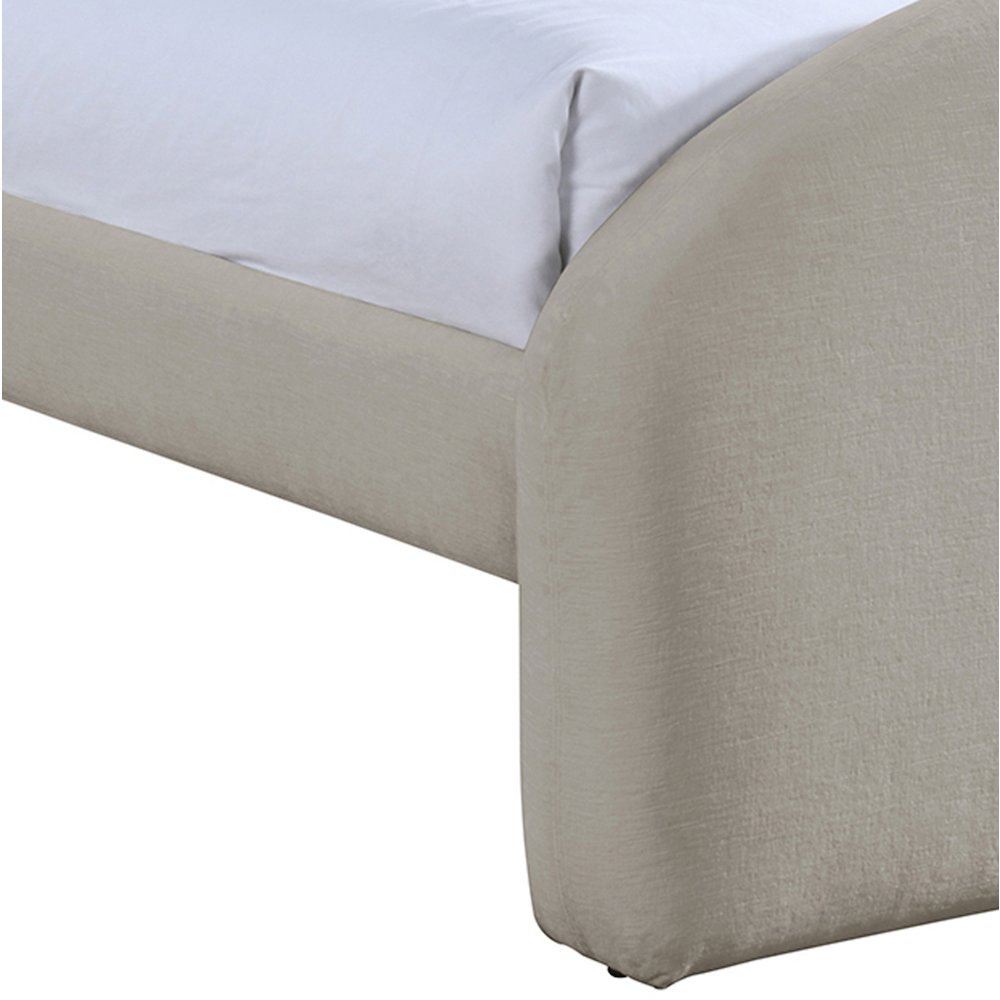 Andaz Beige Chenille Fabric Upholstered Twin Bed