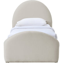 Andaz Beige Chenille Fabric Upholstered Twin Trundle Bed