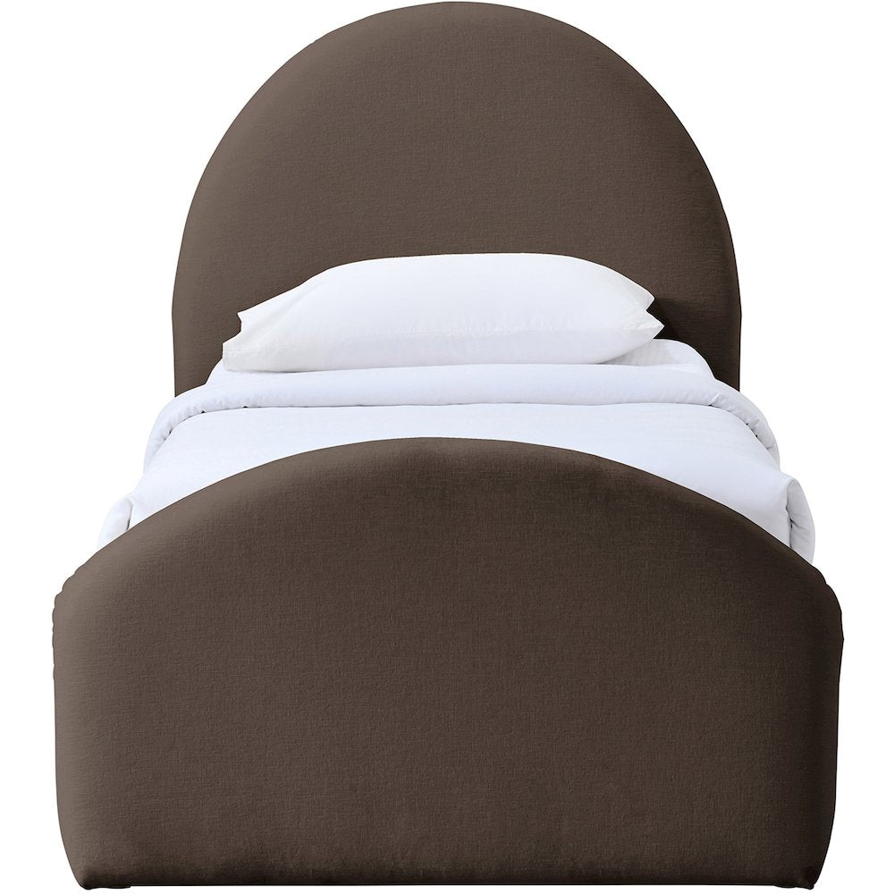 Andaz Brown Chenille Fabric Upholstered Twin Trundle Bed