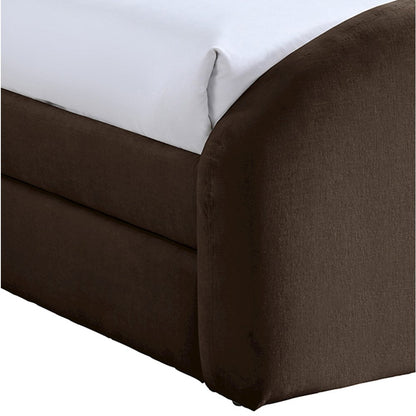 Andaz Brown Chenille Fabric Upholstered Twin Trundle Bed