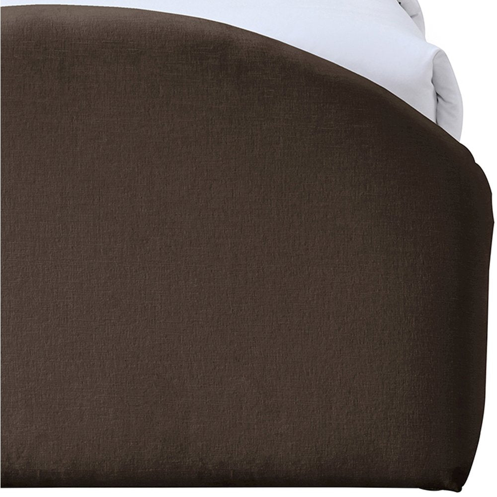 Andaz Brown Chenille Fabric Upholstered Twin Trundle Bed