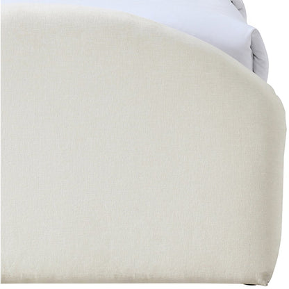 Andaz Cream Chenille Fabric Upholstered Twin Trundle Bed